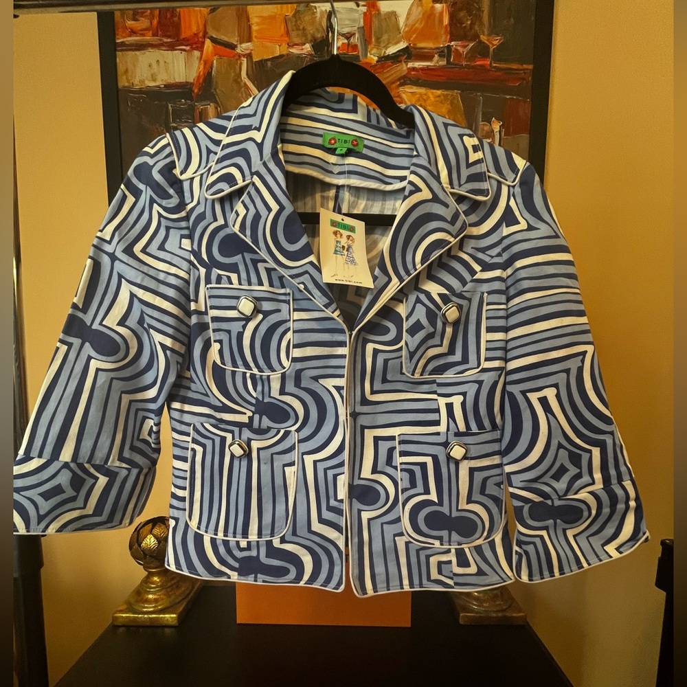 NWT - Blue Geometric Tibi Women's Jacket - Small